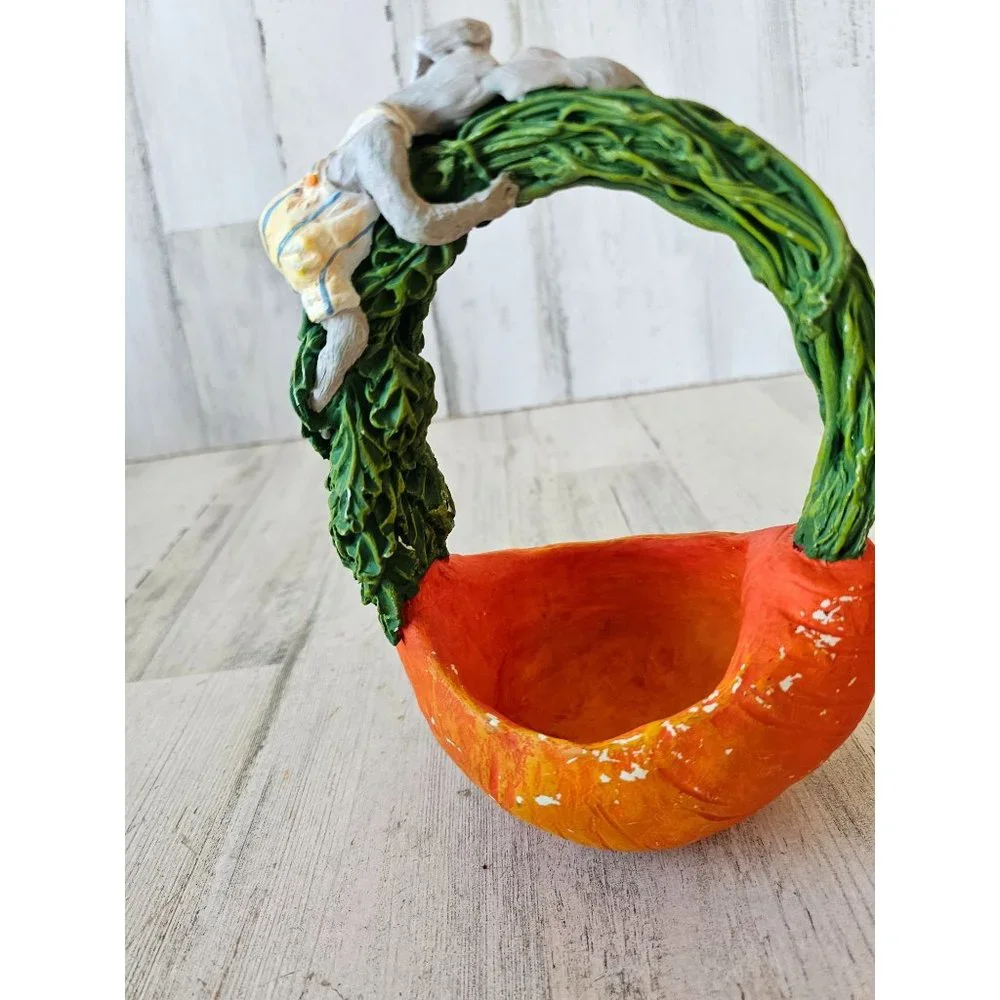 Vintage dept 56‎ carrot basket Easter decor as is spring bunny